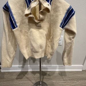 Vintage Kids Cream and Blue Jacket 100% wool